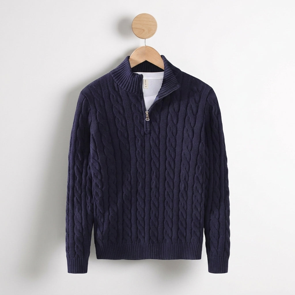 Benjamin | Lucca Cable Knit Half Zip Sweater