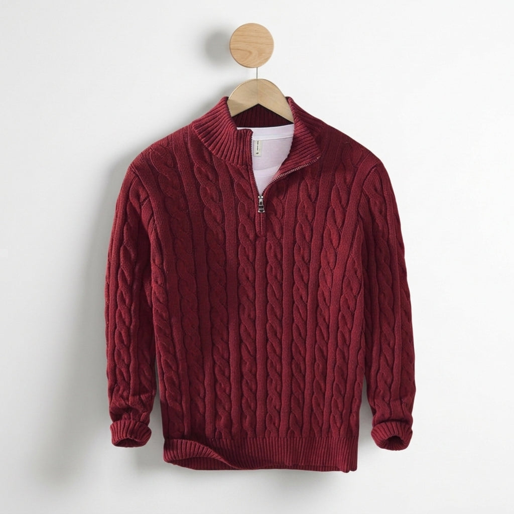 Benjamin | Lucca Cable Knit Half Zip Sweater