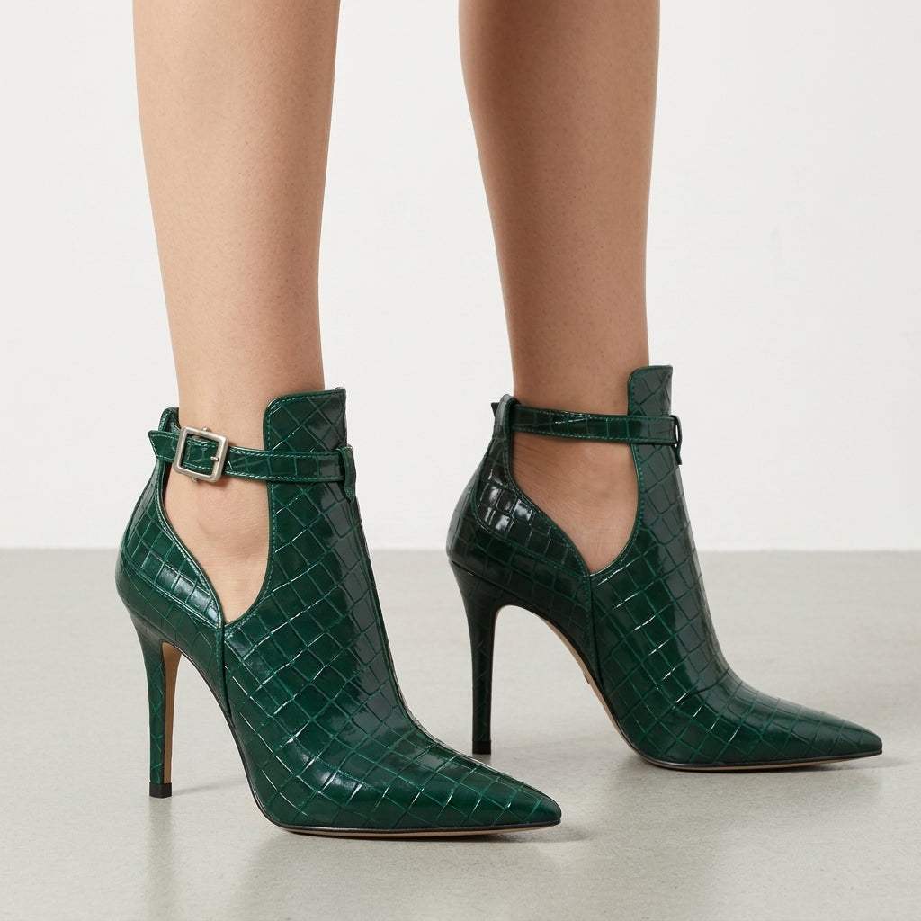 Camila | Kythnos Croc Stiletto Ankle Booties