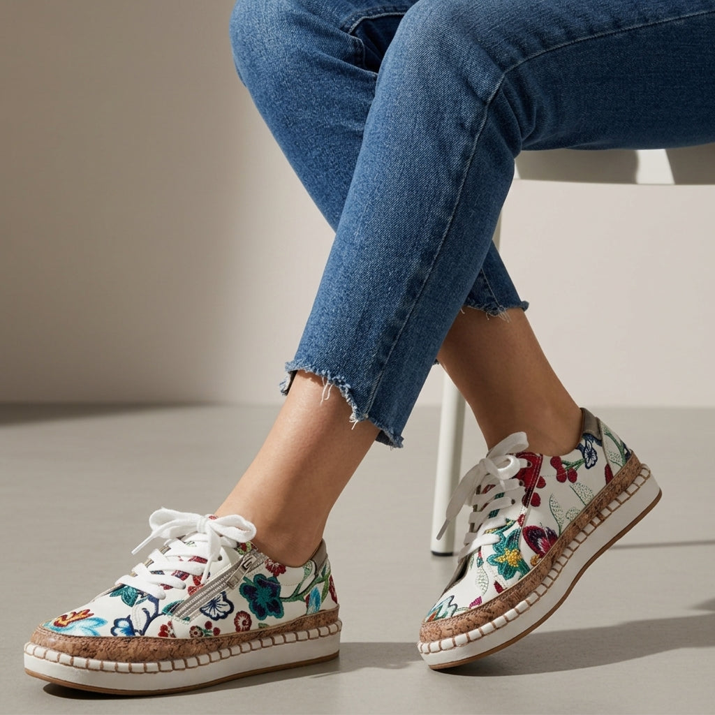 Camila | Monaco Cork Sole Lace Up Sneakers