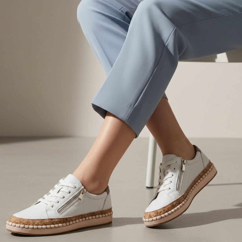 Camila | Monaco Cork Sole Lace Up Sneakers