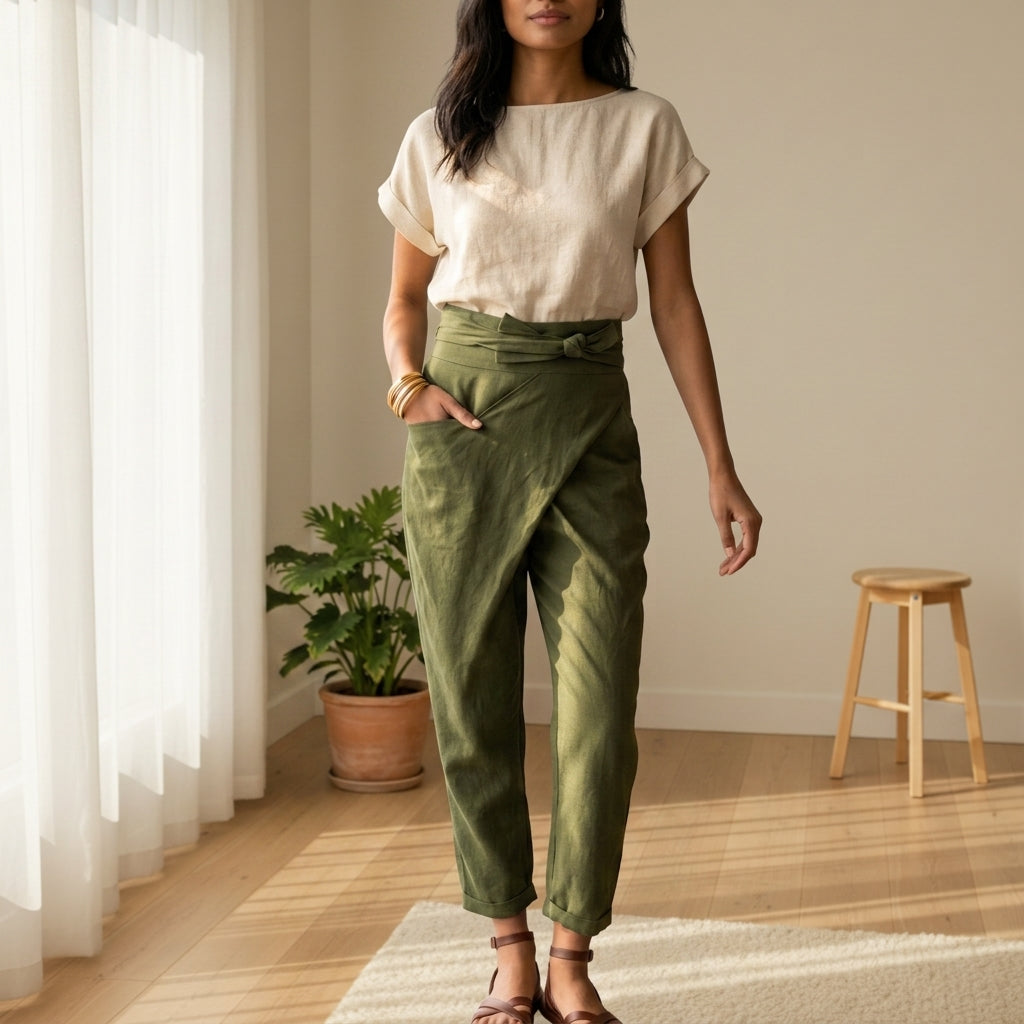 Caroline | Comino Wrap High-Waist Pants