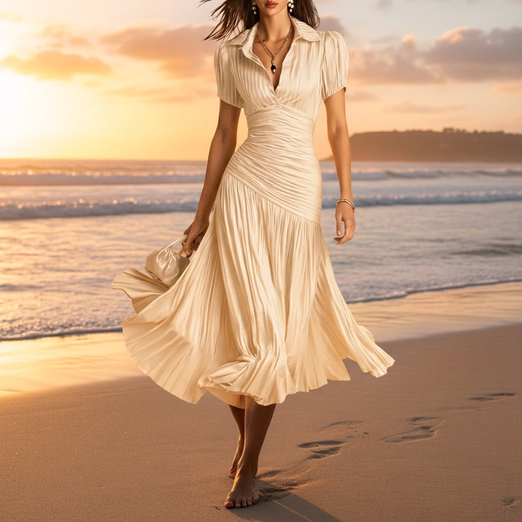 Caroline | Venice Elegant Pleated Dress