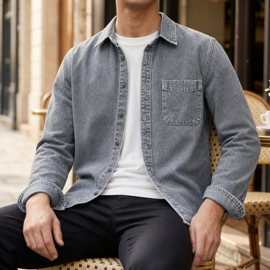 Charles | Folegandros Vintage Washed Denim Shirt