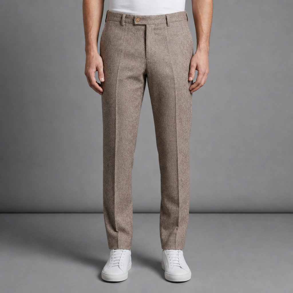 Charles | Hydra Herringbone Wool Trousers