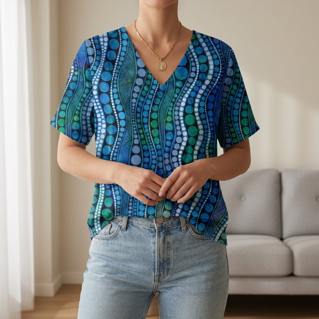 Charlotte | Venice Polkadot Blouse with V-Neck
