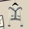Navy cardigan sweater
