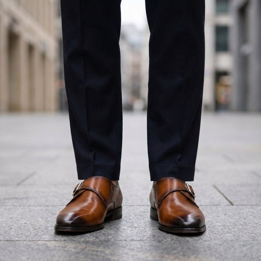 David | Sintra Leather Monk Strap Shoes