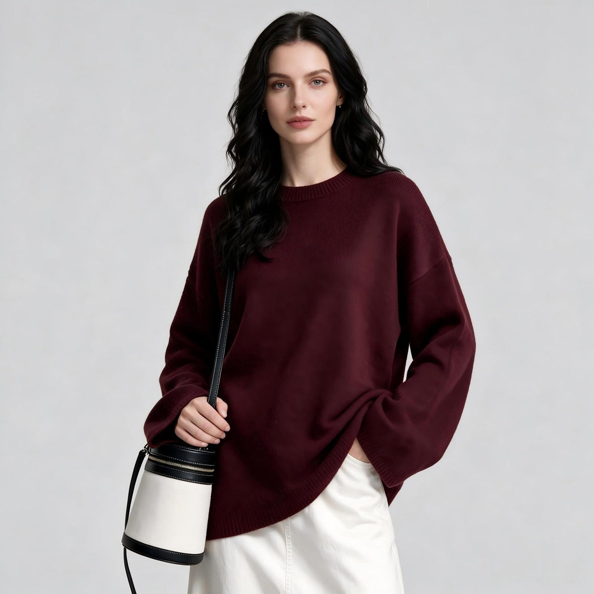 Women's Oversized Long-Sleeve Knit Sweater