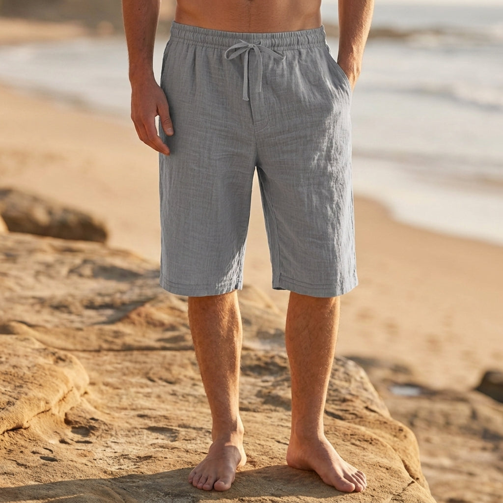 Edward | Ancona Men's Knee Length Pull-On Linen Shorts