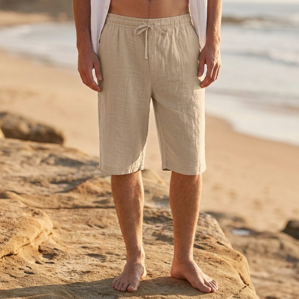 Edward | Ancona Men's Knee Length Pull-On Linen Shorts