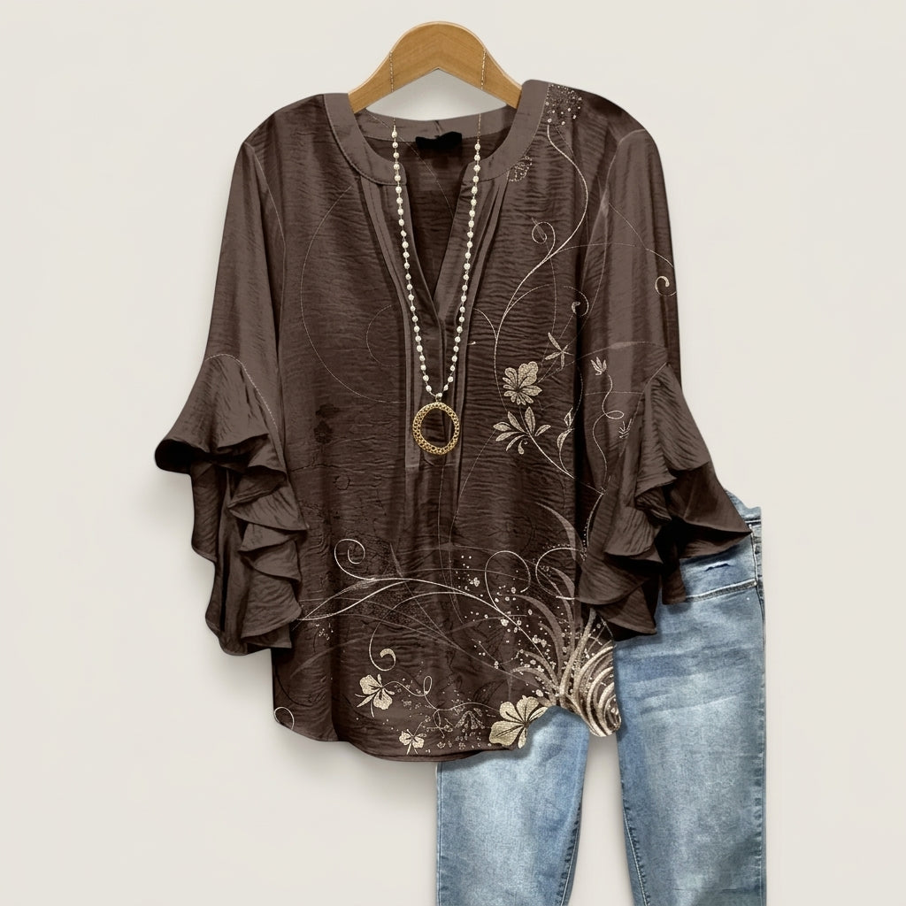 Eleanor | Amalfi Floral Ruffle Blouse