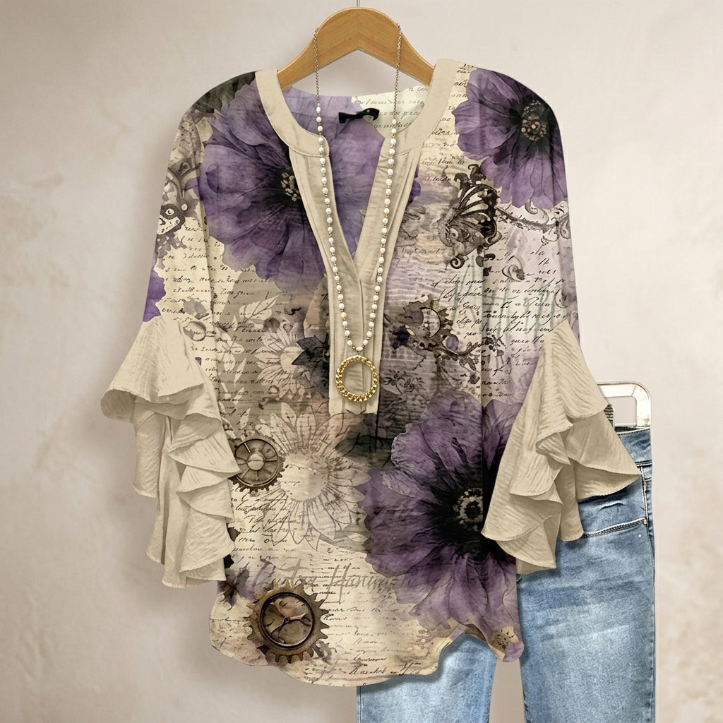 Eleanor | Amalfi Floral Ruffle Blouse