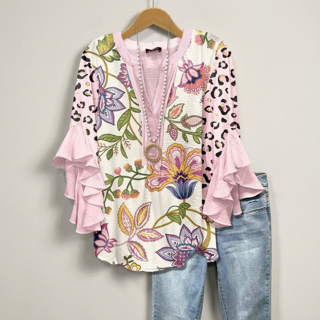 Eleanor | Amalfi Floral Ruffle Blouse