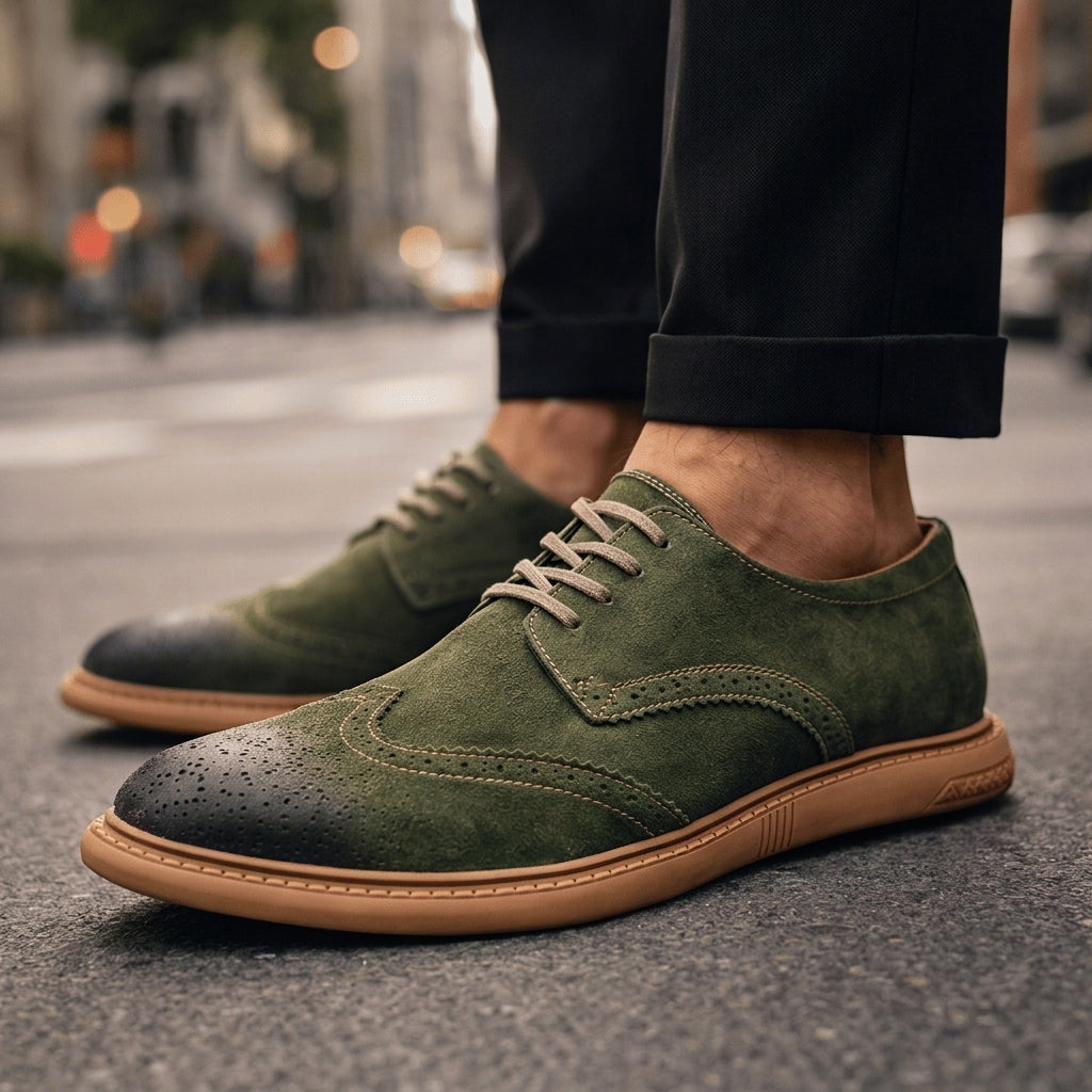 Elijah | Maratea Faux Suede Brogue Shoes