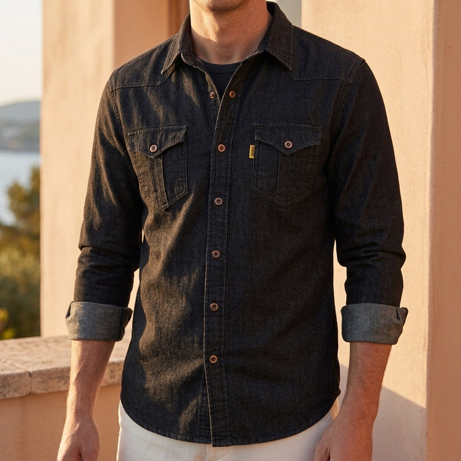 Elijah | Rouen Black Denim Shirt