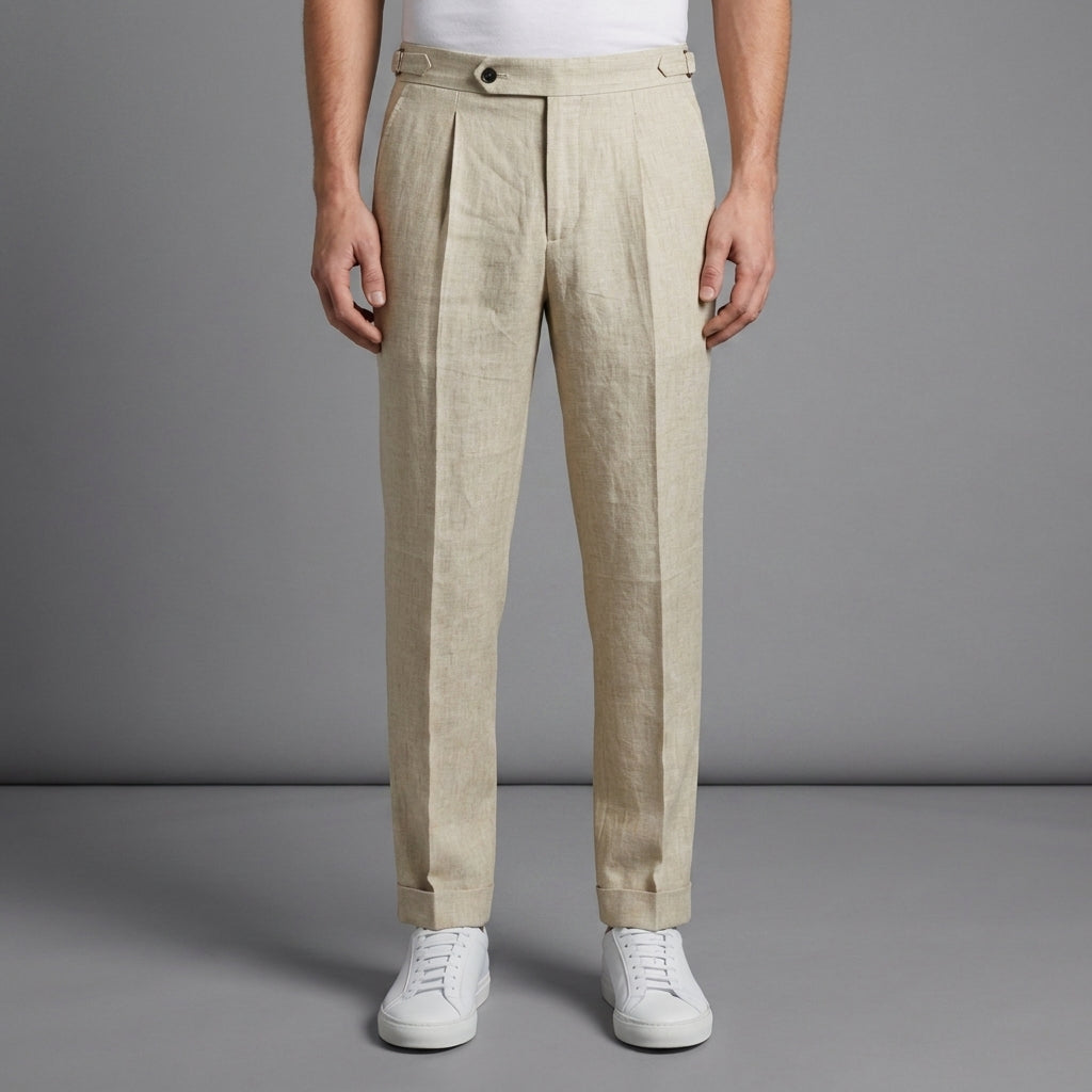 Elijah | Trapani Linen Pleated Trousers
