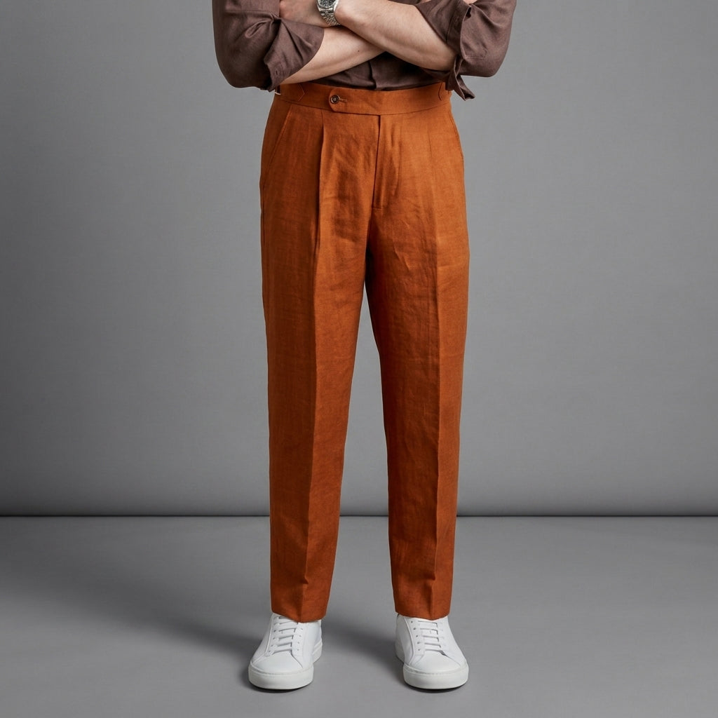 Elijah | Trapani Linen Pleated Trousers