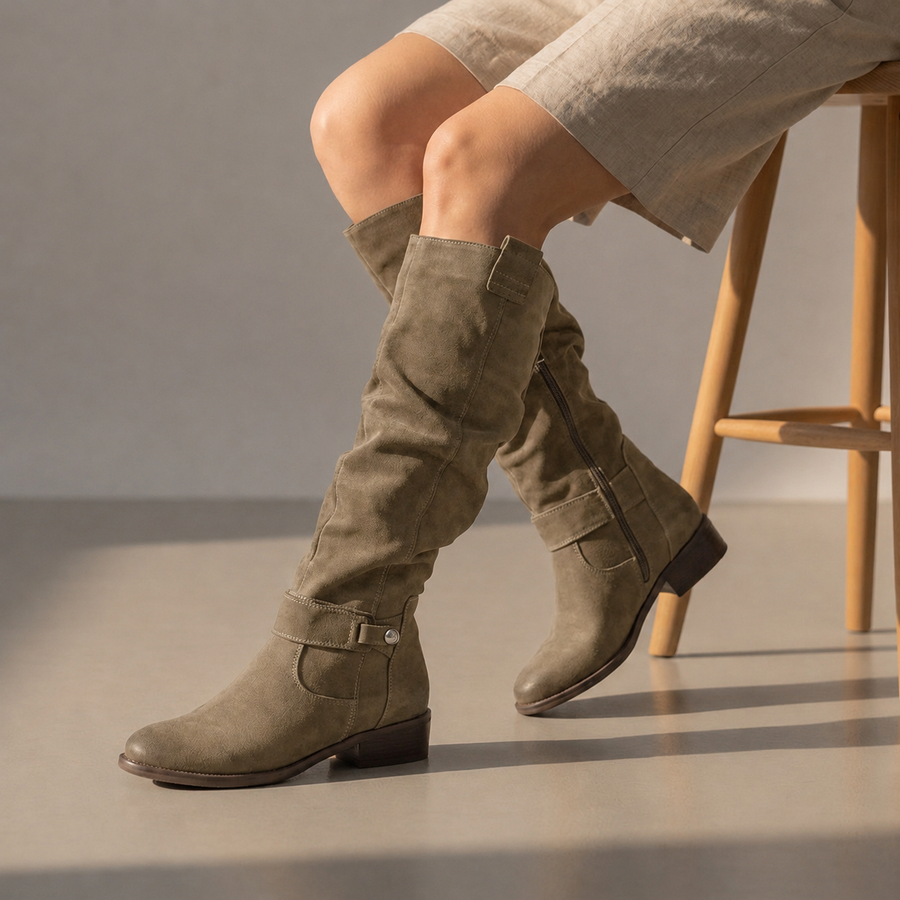 Elizabeth | Beziers Suede Slouch Knee-High Boots