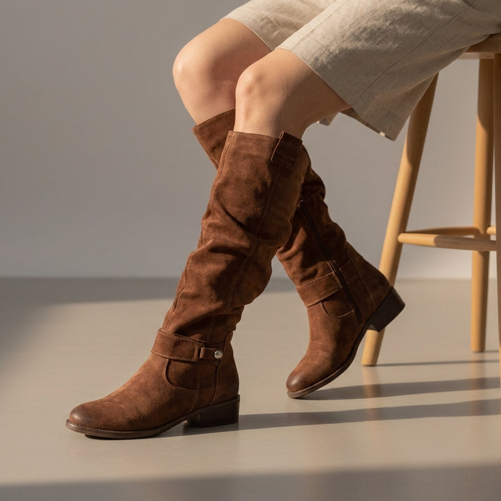 Elizabeth | Beziers Suede Slouch Knee-High Boots