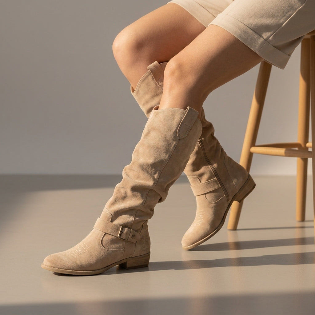 Elizabeth | Beziers Suede Slouch Knee-High Boots