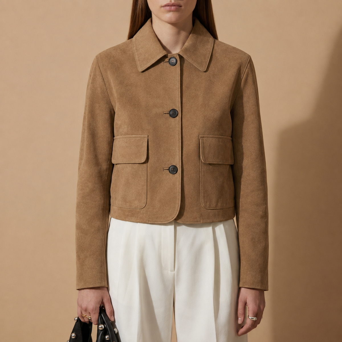 Elizabeth | Hondarribia Cropped Suede Leather Jacket