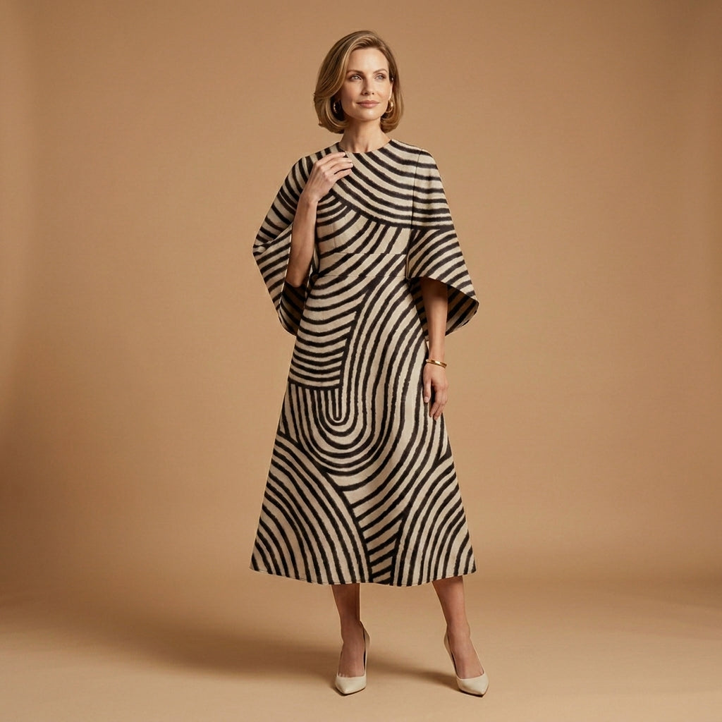 Elizabeth | Lourmarin Round Neck Midi Dress