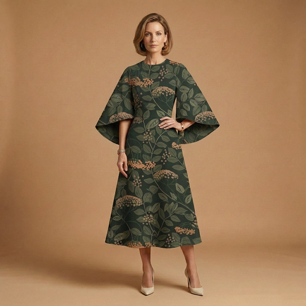 Elizabeth | Lourmarin Round Neck Midi Dress