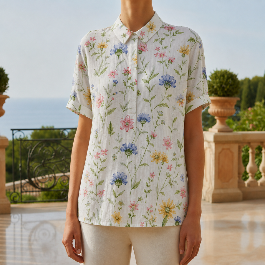 Elizabeth | Pienza Floral Cotton Linen Shirt
