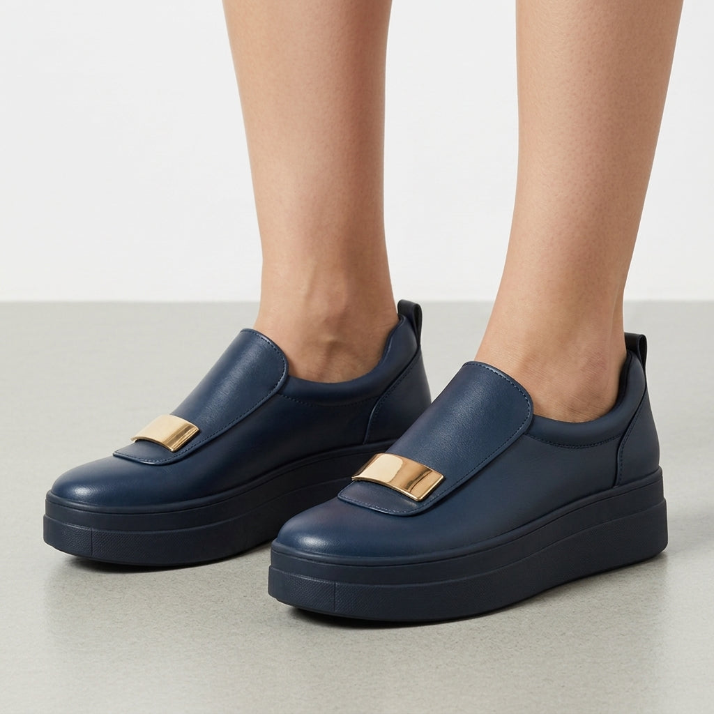 Elizabeth | Vence Gold Accent Platform Loafers