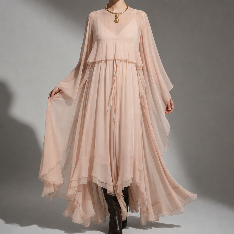 Ella | Murcia Chiffon Cape Maxi Dress