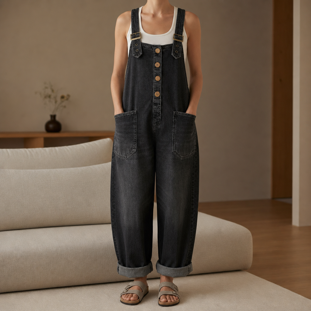 Emilia | Porquerolles Wide-Leg Denim Overalls