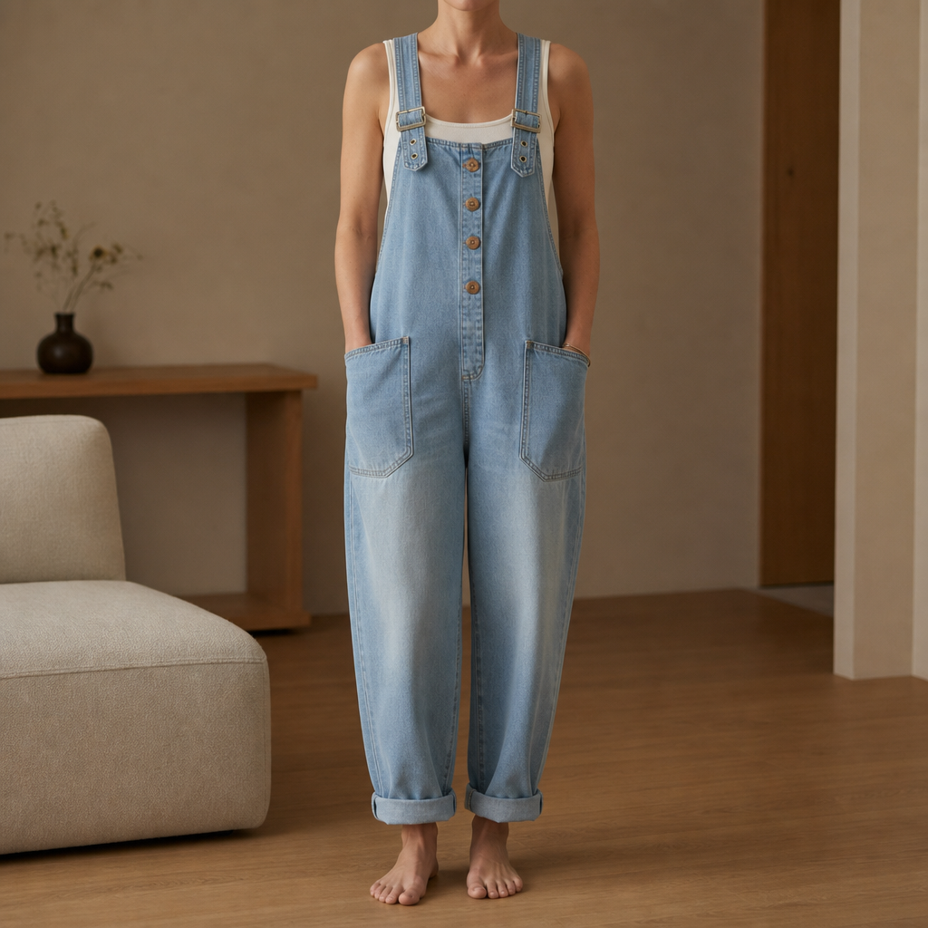 Emilia | Porquerolles Wide-Leg Denim Overalls
