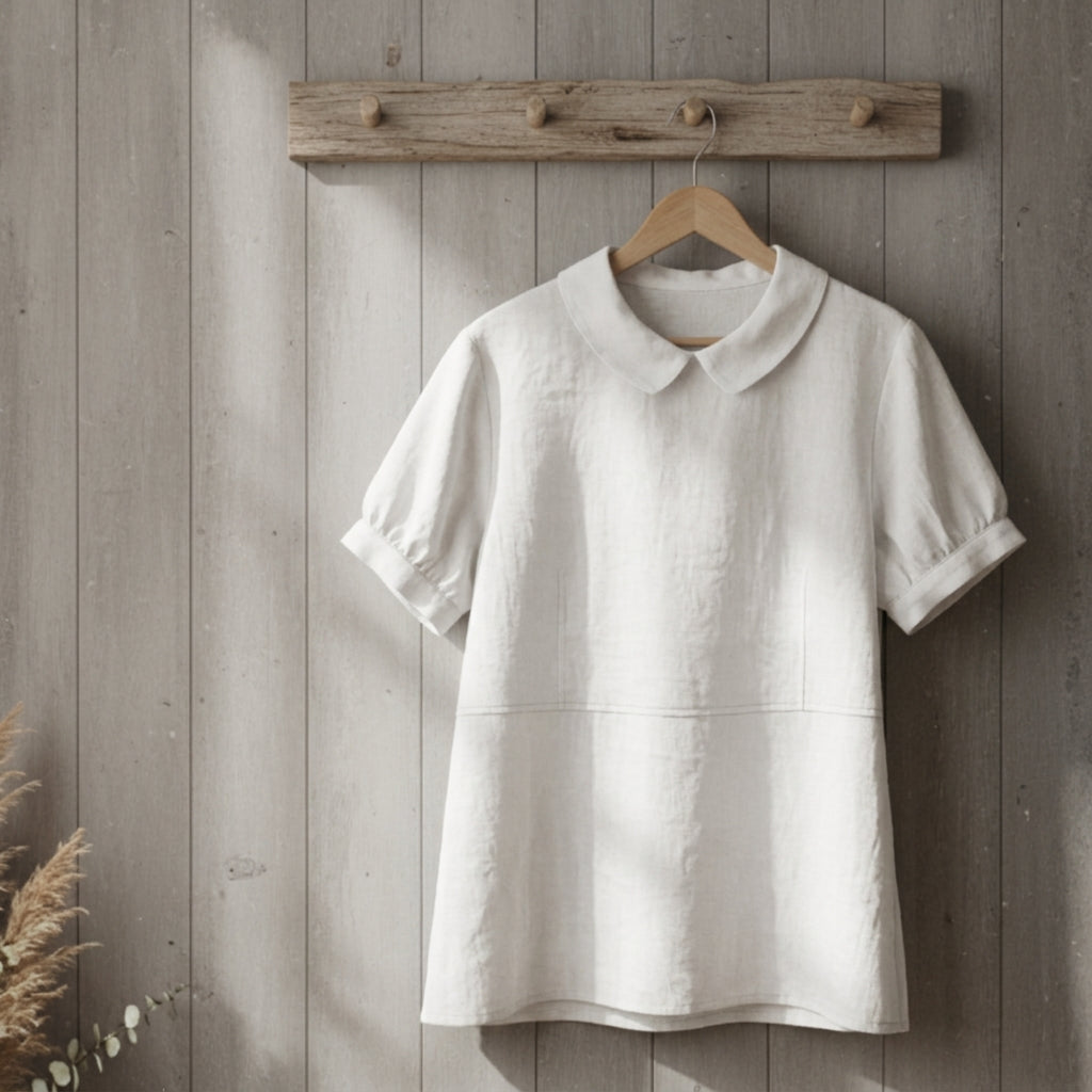Emilia | Tavienne Linen Blend Lapel Pullover Shirt