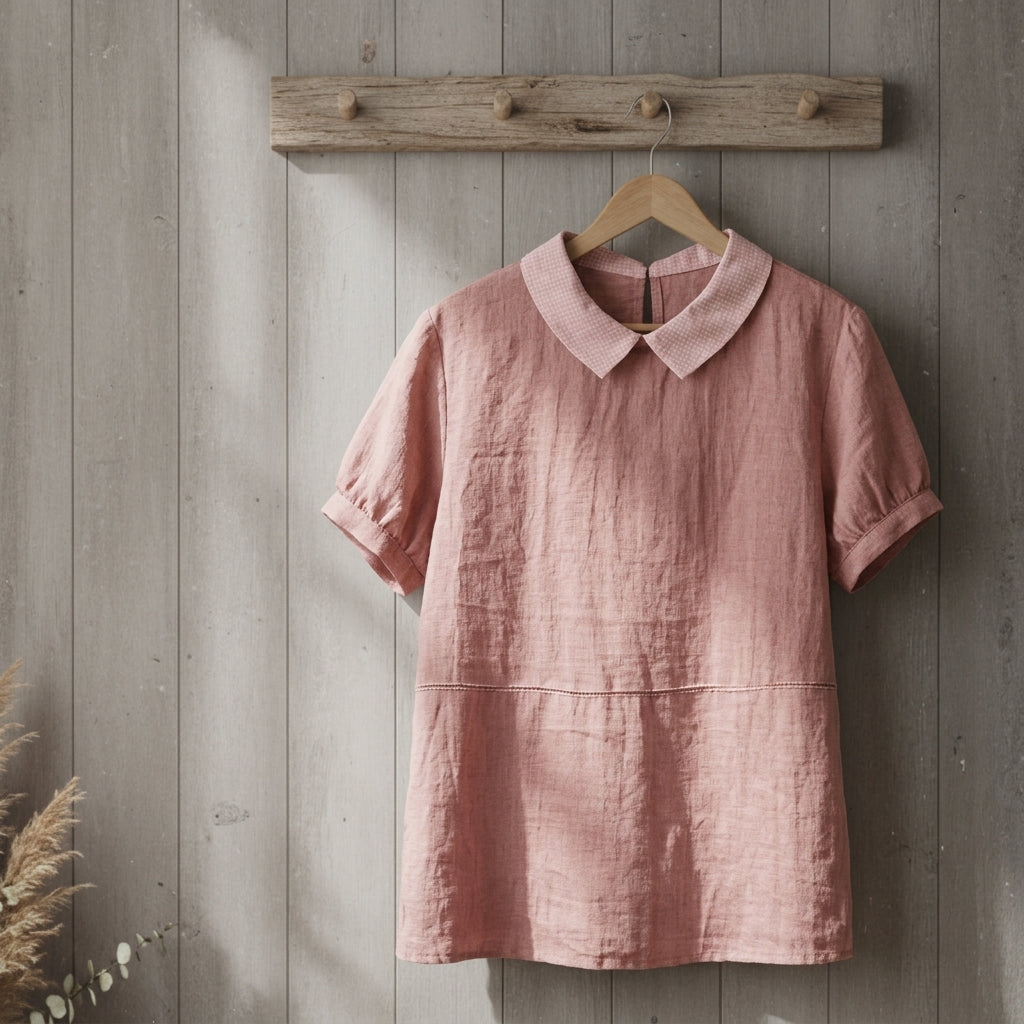 Emilia | Tavienne Linen Blend Lapel Pullover Shirt
