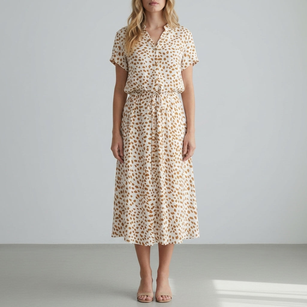 Emily | Lagos Spotted Print Midi Dress