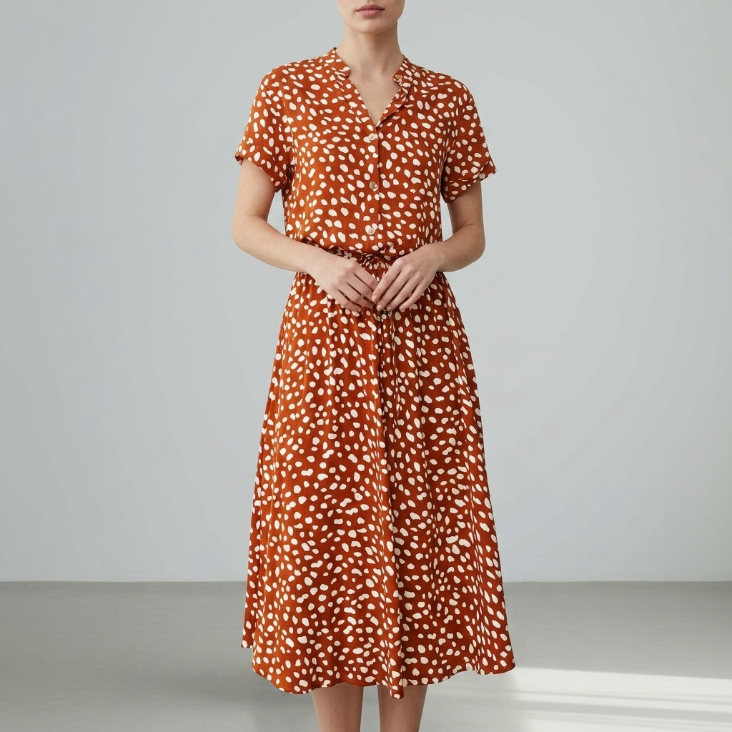 Emily | Lagos Spotted Print Midi Dress