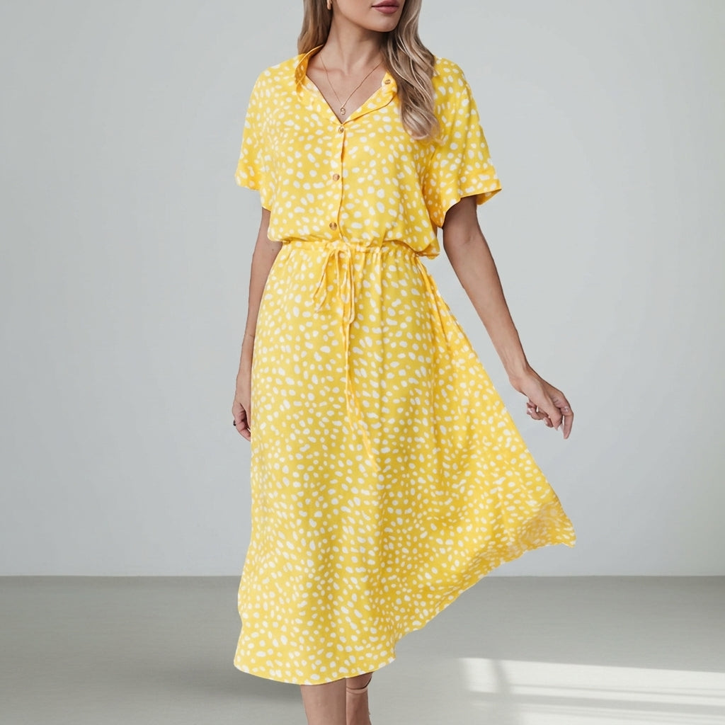 Emily | Lagos Spotted Print Midi Dress