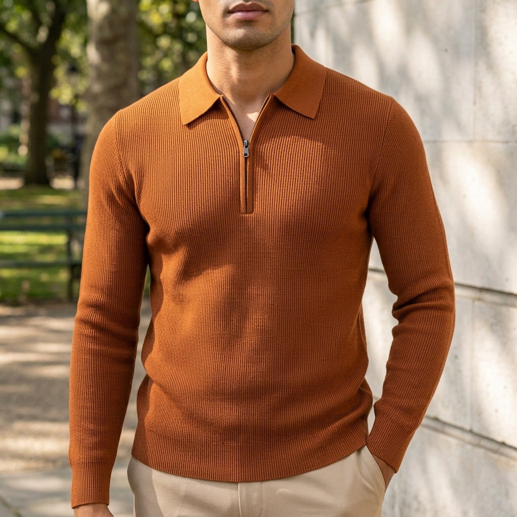 Ethan | Bolzano Ribbed Quarter-Zip Sweater