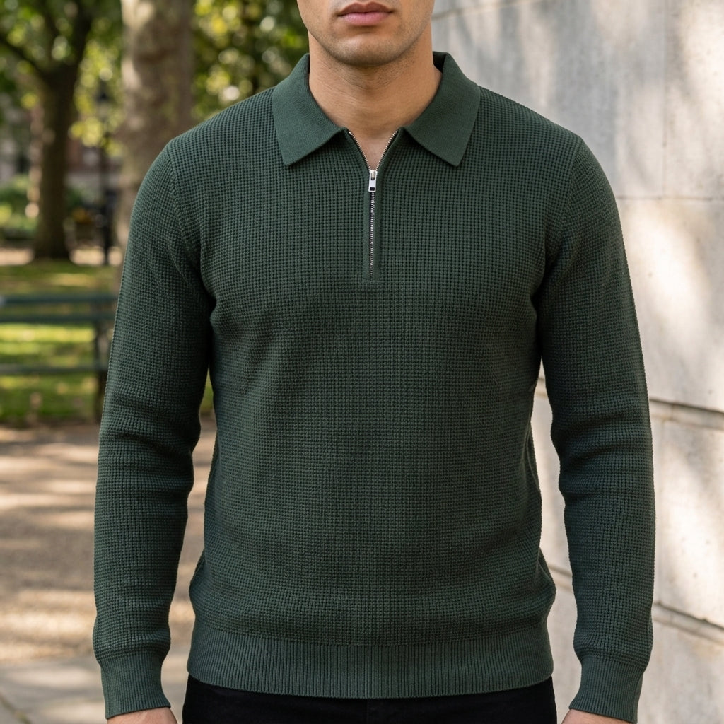 Ethan | Bolzano Ribbed Quarter-Zip Sweater