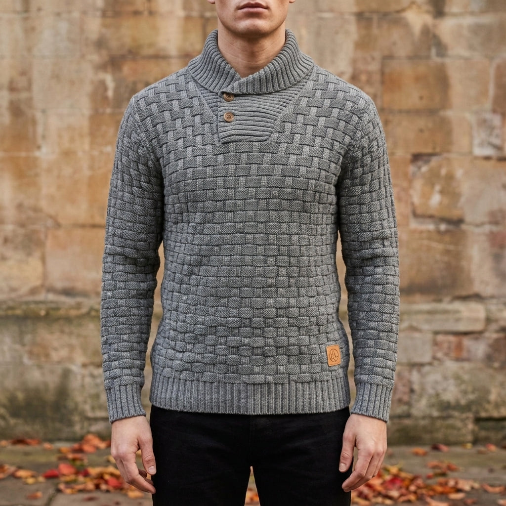 Ethan | Harwick Shawl-Collar Basket-Weave Knit