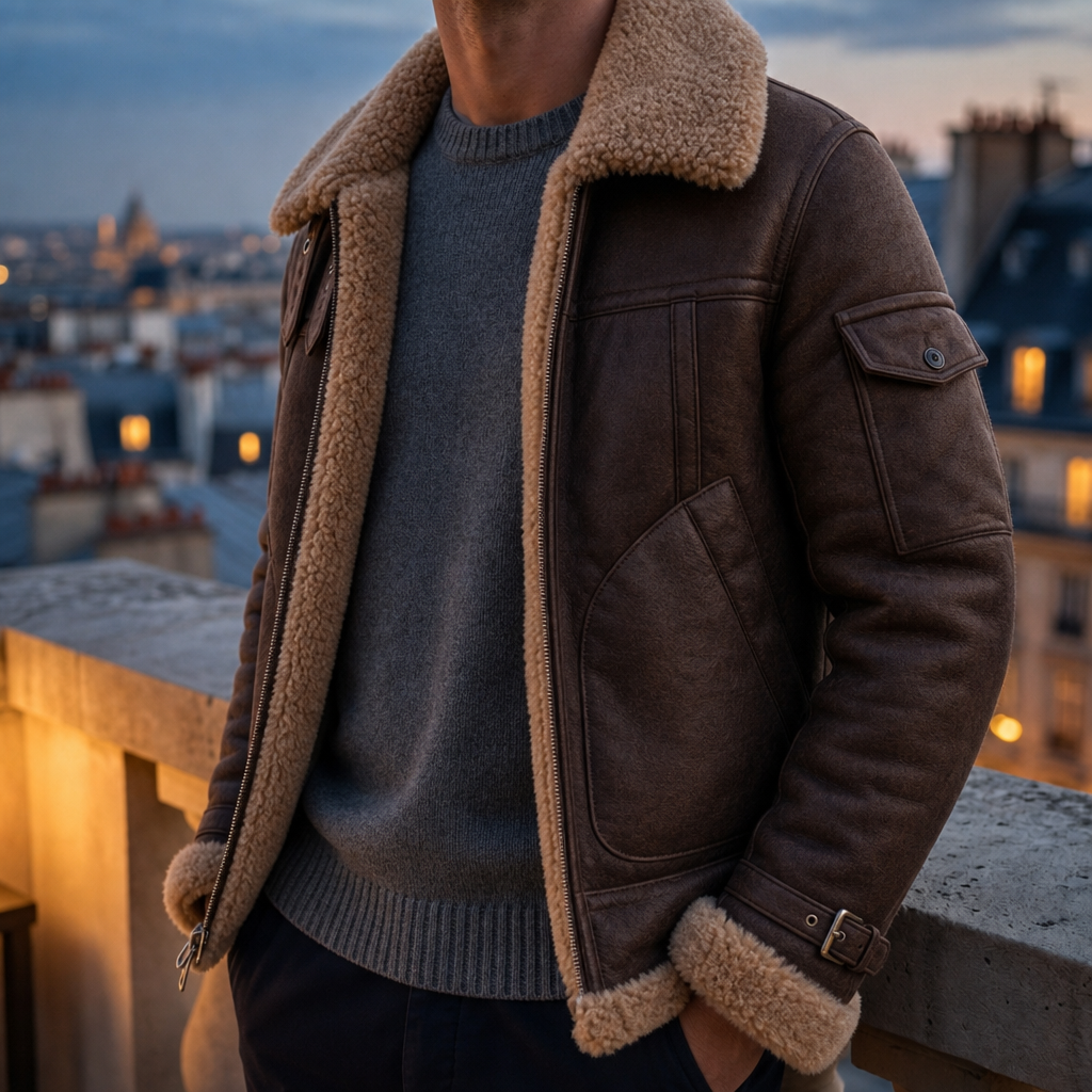 Ethan | Poros Shearling Aviator Jacket