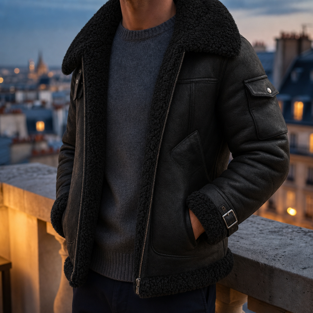 Ethan | Poros Shearling Aviator Jacket