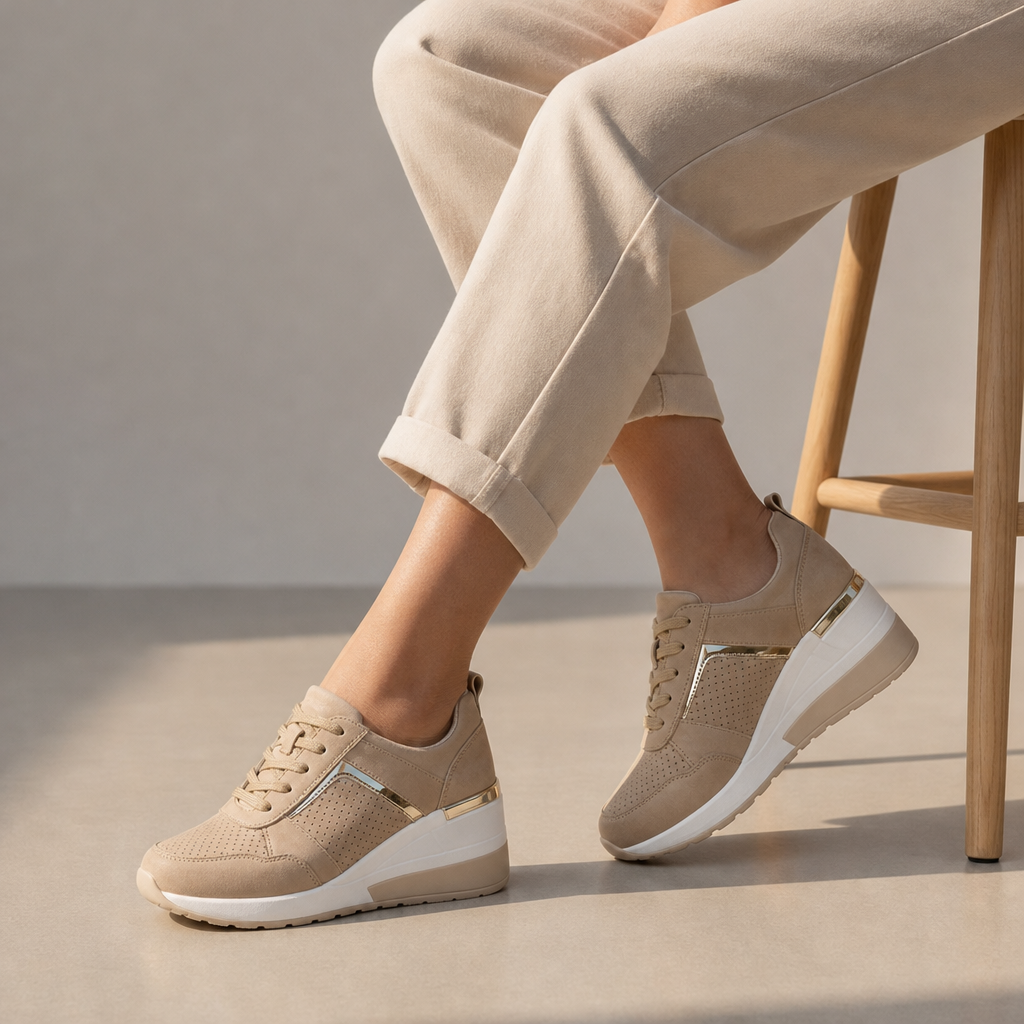 Eva | Mdina Orthopedic Gold Detail Wedge Sneakers