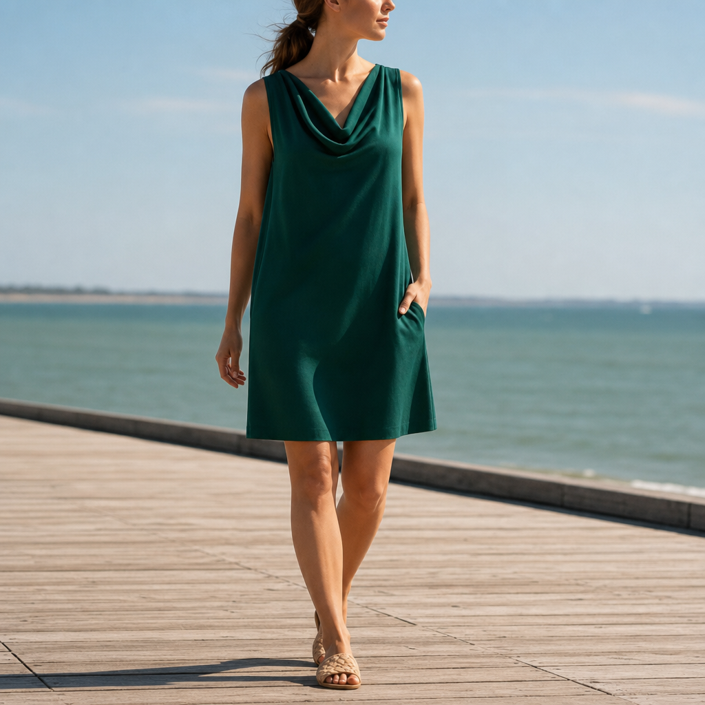 Evelyn | Kyrenia Cowl Neck Pocket Mini Dress
