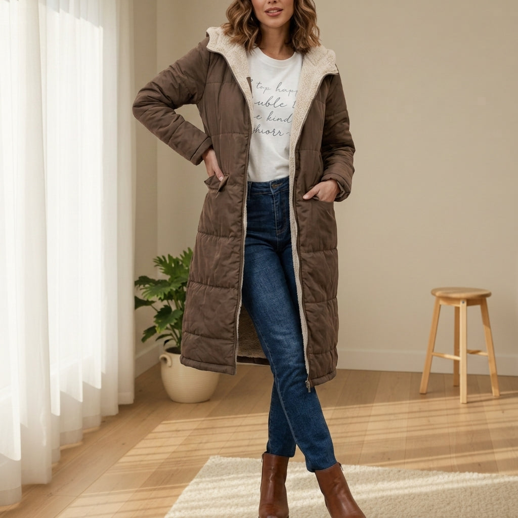 Evelyn | Milos Sherpa-Lined Long Puffer Coat