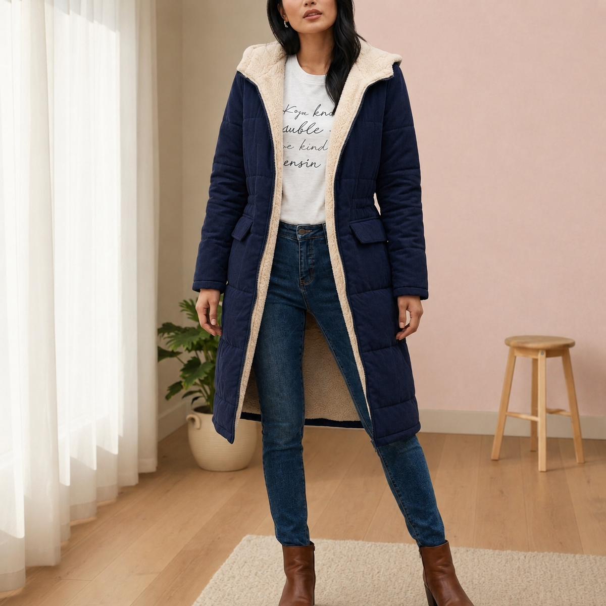 Evelyn | Milos Sherpa-Lined Long Puffer Coat