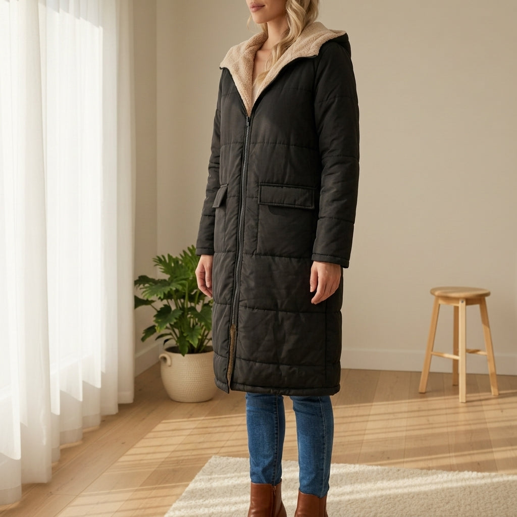 Evelyn | Milos Sherpa-Lined Long Puffer Coat