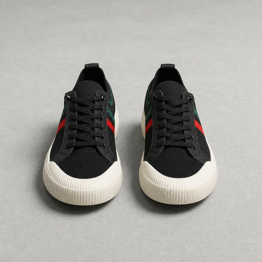 Ezra | Chania Striped Knit Sneakers