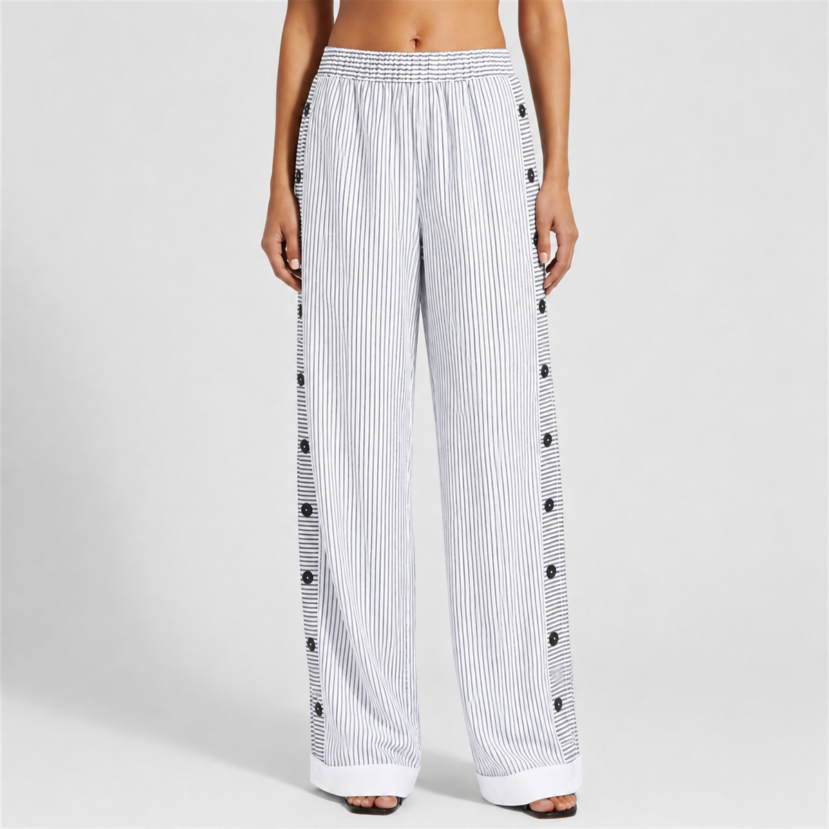 Gianna | Omodos Striped Button-Accent Pants